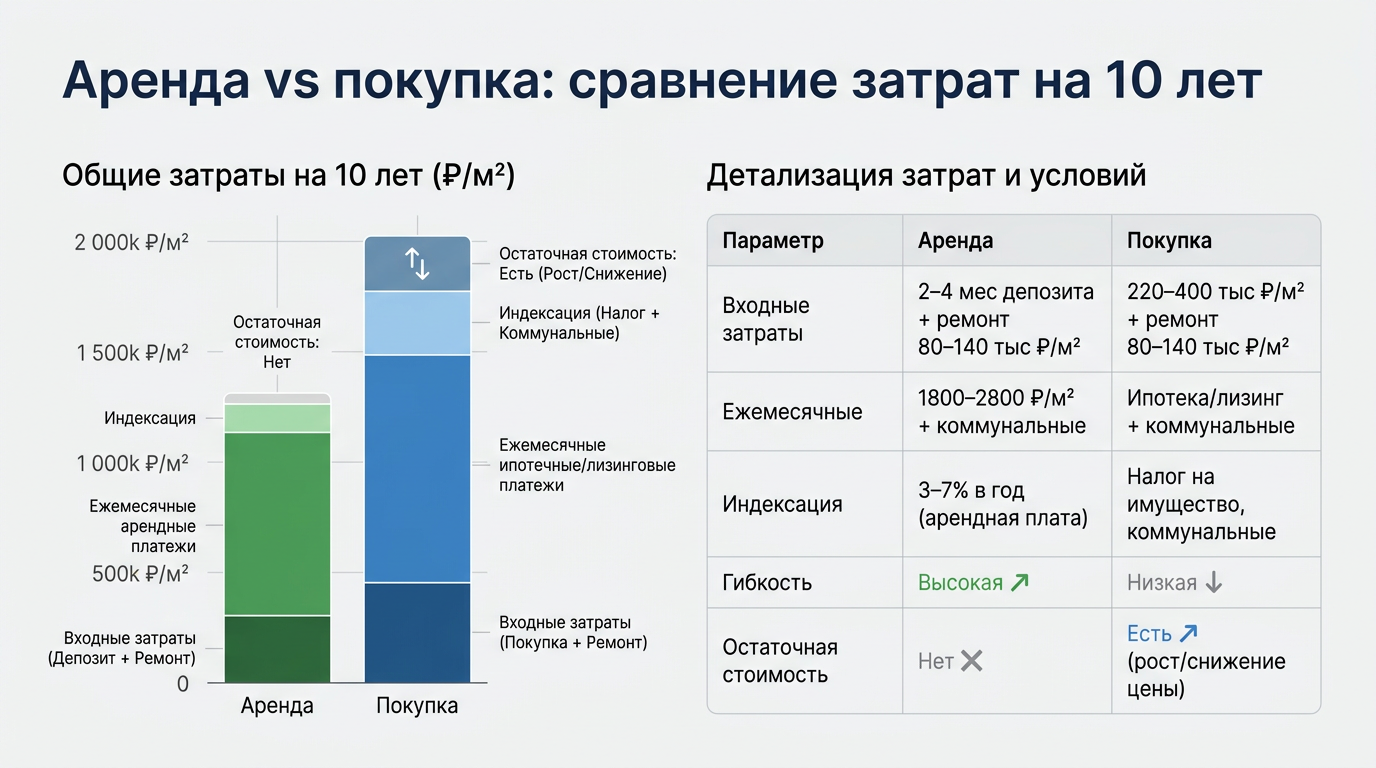 Аренда vs покупка: сравнение затрат на 10 лет